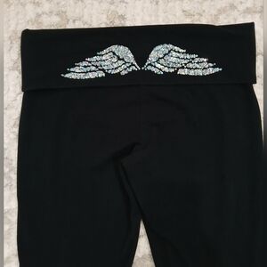 PINK Victorias Secert Vintage Y2K foldover Flare Leggings With Sequins ~ Size L